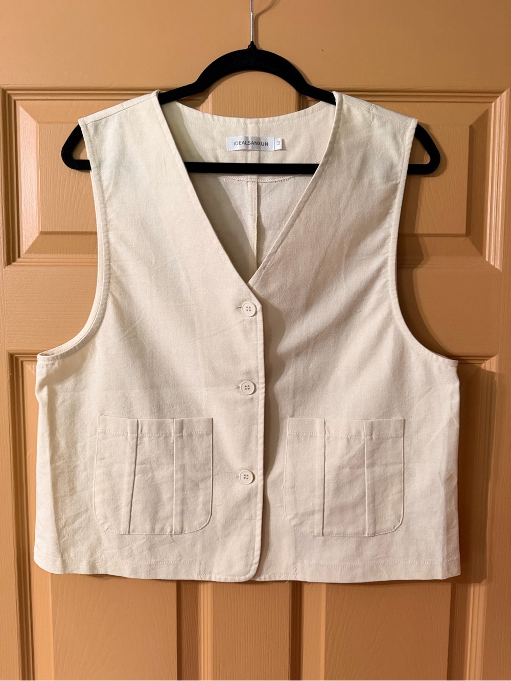Amazon Cream Cotton Button-Front Vest